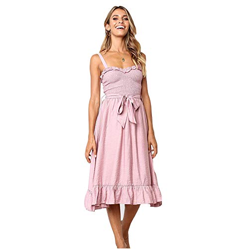 Preisvergleich Produktbild Promworld Bleistiftrock Figurbetont,Einteiliges Kragenkleid-Pink_XL,Kleid Kleidung Abendkleider