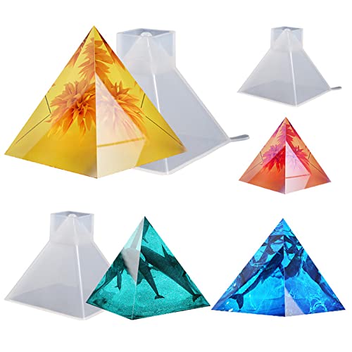 Bekecidi 3 PCS Pyramid Resin Moulds, Epoxy Resin Molds Pyramid Silicone Moulds for Resin Casting Jewellery Making Mould DIY Craft Ornament Home Decoration