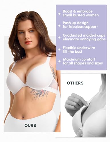 FallSweet Push Up T Shirt Bra for Small Chested Women Underwire Plunge Padded Add Two Cup Bra2