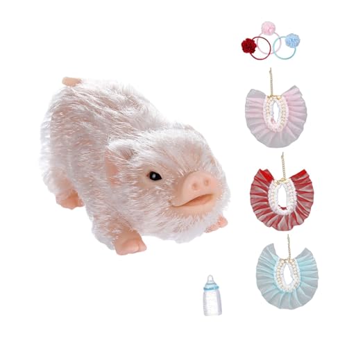 Fenteer Conjunto de muñeco de Cerdito Reborn, muñeco de Cerdito recién Nacido, Accesorios de fotografía Suaves, Regalo de cumpleaños, Juguete Educativo, Blanco