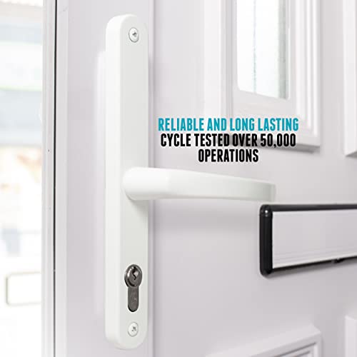 UPVC Door Handles to Suit Fullex Locks - White - Lever/Lever - 68mm PZ (Centres) - 215mm Screw to Screw - Backplate 245mm X 34mm - UPVC Door Handle - White Replacement PVC Door Handle - Image 3