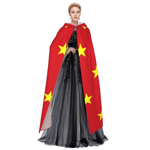 Cape médiévale à grande capuche 140cm imprimé drapeau Vietnam