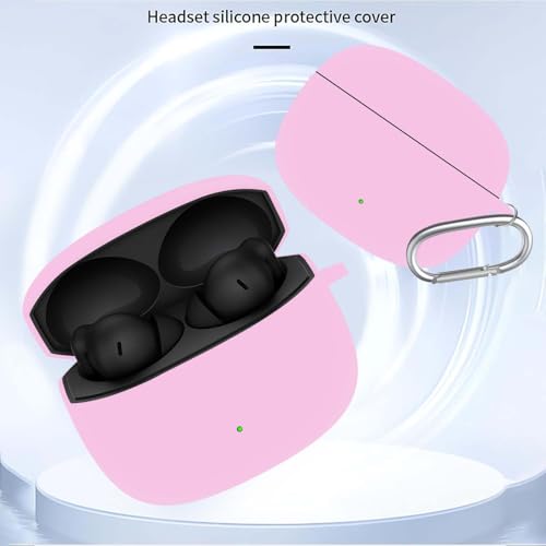 Image of Anvique Silicone Case Cover for Oneplus Nord Buds 4 Pro, Scratch Resistance, Shock Absorption, with Premium Carabiner (Pink R)