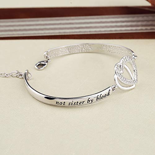 Gzrlyf Not Sister by Blood but Sister by Heart Bracelet Best Friends Gifts for Sister in Law Soul Sister Unbiological Sister Gifts3