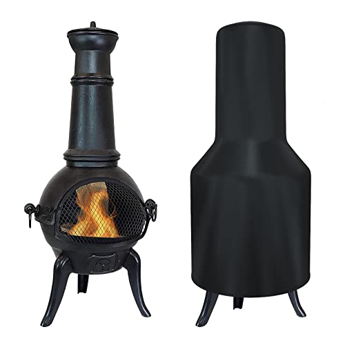 Tonhui Chimenea Cover Waterproof Windproof Oxford Fabric Outdoor Garden Patio Heater Black Cover 122 x 29 ×61cm