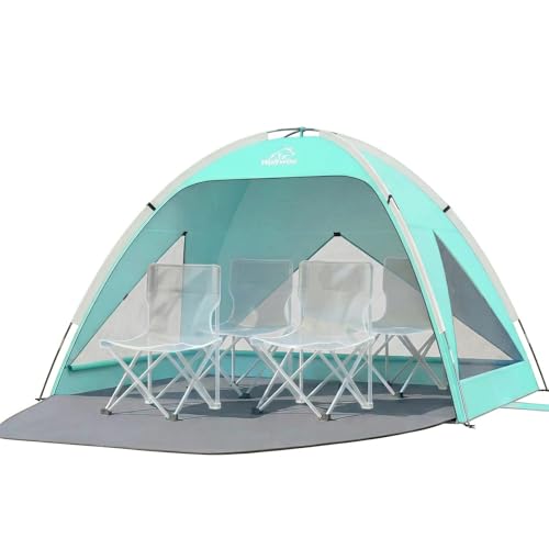 Wolfwise Large Beach Tent Sun Shelter for 3-4 Person, UPF 50+ UV Protection Beach Shade Tent, Portable and Easy Setup Cool Cabana with Privacy & Ventilation Window, 95 ″x65″x55″, Green by WolfWise - Used condition - US$21.99