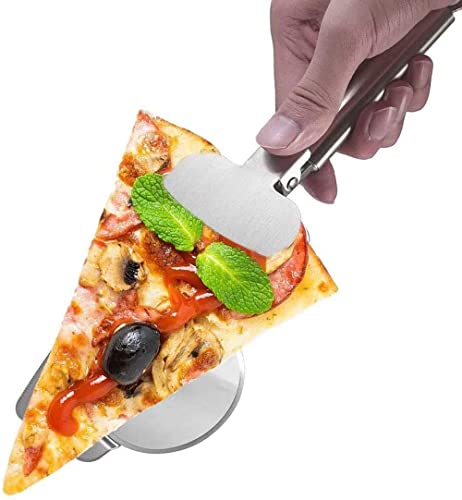 Image of P-Plus International Pizza Cutter and Serving Turner - Spatula Tool Set of 2