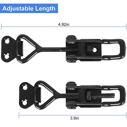 Black Toggle Latch Clamp, 6Pcs Heavy Duty Adjustable Toggle Clamp, 550Lbs Holding Capacity Smoker Door Latch, Metal Pull Latch For Box, Gate, Cabinet, Case #TOP5