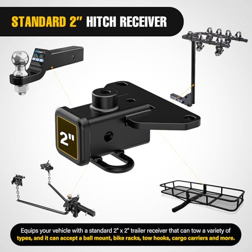 Image of Nilight 2 Inch Rear Trailer Hitch Receiver Class 3 Tow Towing Hitch & Cover Kit for Gladiator JT 2019 2020 2021 2022 2023 2024 2025 with Hitch Cover