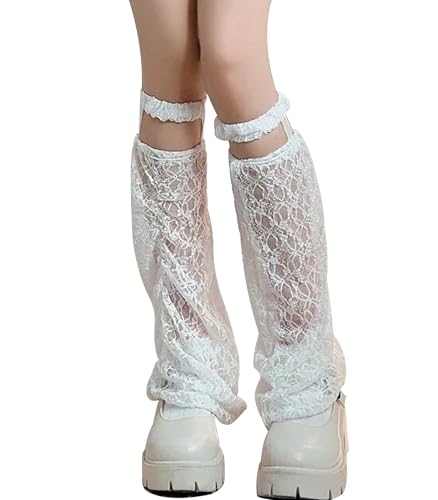 Image of WODECASA Women's Lace Leg Warmers Y2K Knee High Hollow Out Gartered Leg Sleeves Socks for Girls