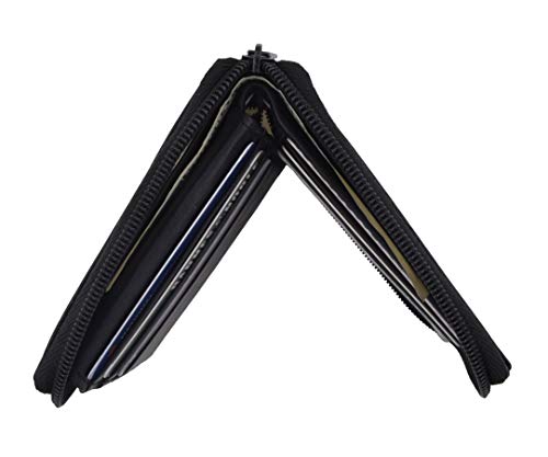 Marshal Wallet Mens Leather Zippered Bifold Wallet (Black)4