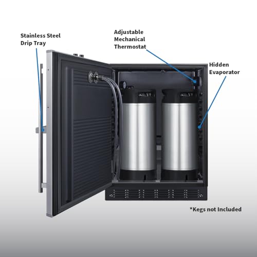 Image of Summit 24 inch Cold Brew Kegerator, Dual Front Taps, No Drill Coffee Dispenser, ADA Compliant, Stainless Steel - SBC7BRSFRTPCFADALHD (Left Handed Door Swing)