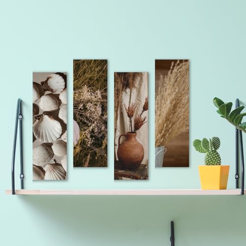 Image of RADIQORE Set of 4 Wall Decor for Living Room - Boho Aesthetic Wall Hangings for Home /Wall Decoration /Art With Double Tape (Aesthetic)