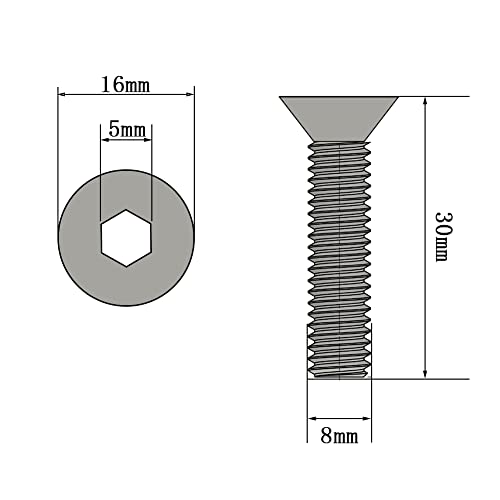 10 Stück M8 x 30 mm Senkkopfschrauben Edelstahl DIN 7991 Senkkopf Innensechskant A2 V2A VA