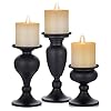 Sziqiqi pillar candle holders set of 3 black for table mantle fireplace decor modern farmhouse home decor  urban country home decor