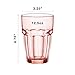 Bormioli Rocco Rock Bar 12.5 oz. Long Drink Stackable Tempered Beverage Glasses for Cold Drinks, Water, and Cocktails, Set of 6, Peach