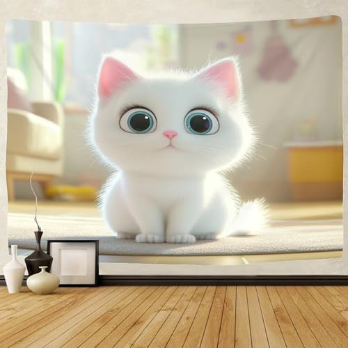 Couverture murale 3D chat mignon tapisserie murale et tenture en polyester