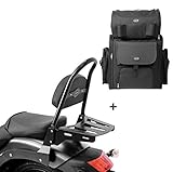 Volumen de entrega: Respaldo sissybar, parrilla portaequipajes, bolsa para respaldo sissybar. Craftride juego compuesto por un sissy bar y una bolsa trasera. Hecho de nylon 1200D, muy duradero, repelente al agua y resistente a los rayos UV