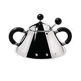 Edelstahl - schwarze Griffe Alessi - Zuckerdose mit Löffel - Farbe: Schwarz - Edelstahl - Michael Graves