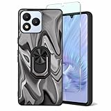 Tuxiwei Protective TPU Case for UNNECTO Bolt 10, with Bolt-10-2025 Tempered Glass Screen Protectors, Rotatable Built-in Ring Finger Holder Kickstand | Support Car Magnetic | Grey Wavy Painted for Men