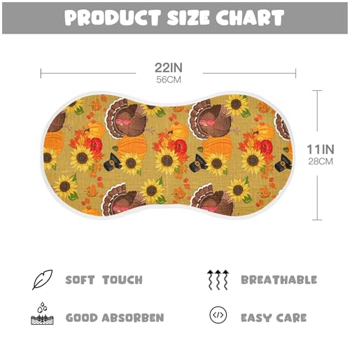 xigua Turkeys Muslin Baby Burp Cloths Set of 2, Super Soft & Absorbent Burping Rags, Cotton Burp Clothes Shower Gift for Newborn, Baby Girls and Boys4