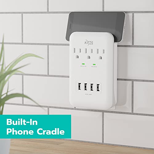 Kmc B0798M639B 3-Outlet Wall Mount Surge Protector, 900 Joules, 4 Usb 4.8 Amp Usb Charging Ports thumb #2