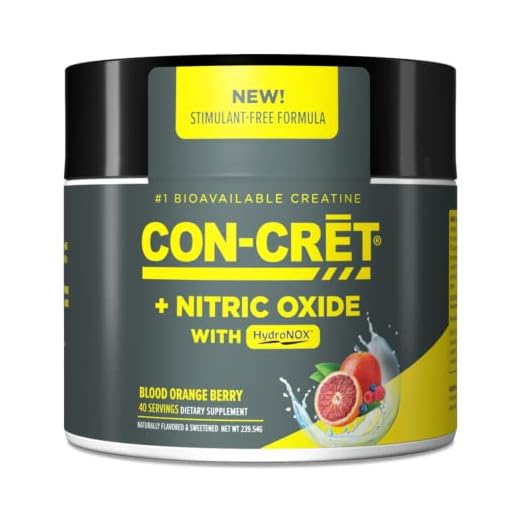 CON-CRET®+ Nitric Oxide Booster, Creatine HCl with Citrulline HCl & Beet Root Powder for Heart Health, Circulation & Blood Pressure - Stimulant Free Preworkout - Blood Orange Berry Flavor, 40 Servings