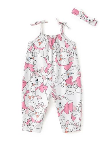 Image of Disney Frozen Elsa Princess Minnie Stitch Marie Girls Romper with Bow Tie Strap and Headband Cute Jumpsuit for Baby & Toddler
