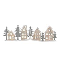 Deko Häuserzeile Skyline 60cm - Graue Holz Silhouette Klappbar