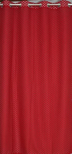 Image of Sheer Net Semi Transparent Home Decor Curtains for Living Room, Balcony Doors and Windows Panel, Parda, Eyelets Hanging, Maroon Criss-Cross, 4 x 9 Feet, Pack of 2