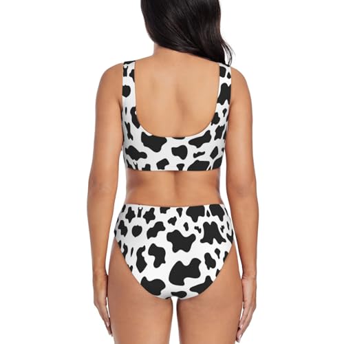 Bikini de leopardo blanco y negro y traje de baño triangular de pierna alta 4