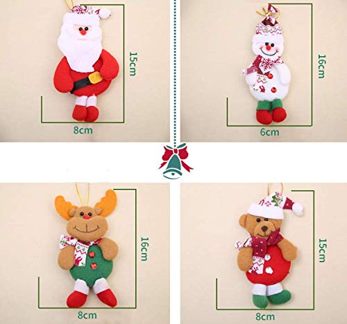 Shanke 12pcs Adornos decoración Colgante para árbol de Navidad muñecos Santa muñeco de Nieve decoración de Fiesta de Navidad-Merry Xmas Regalo