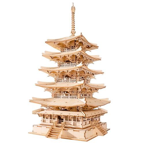 Rolife Madera Puzzle 3D Torre Pagoda de Cinco Pisos Maquetas