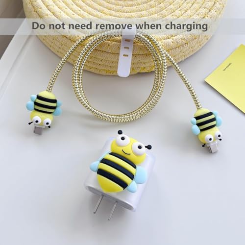 Image of Protective Charger Case for iPhone 18W 20W iPhone 15 14 13 12 11 Pro Max Charging Cable Charger Protective Cover Data Cable Protective Sleeve -(Yellow BEE)