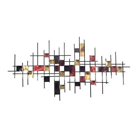 New - Metal Wall Art Sculpture - Large Underground Burnt Abstract Map Grid Cover