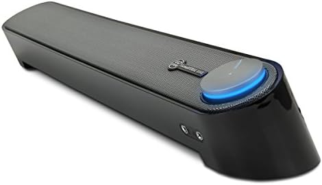 GOgroove Computer Speaker Mini Soundbar - USB Powered PC Sound Bar with Easy Setup Wired AUX, Stereo Audio, Microphone Port, Volume Control Knob, Under Monitor Design for Desktop (Black)