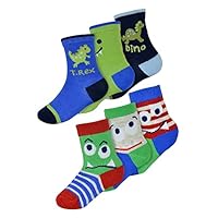 6 Pack Baby Boys Monsters Dinosaur Design Pattern Socks | Sock Snob | Funny Cotton Toddler Socks