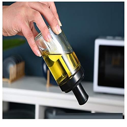Image of LISHER Borosilicate Glass Spice Jars and Brush Jar with Spoon Setand Olive Oil Bottle with Brush Combo for Kitchen & Restaurants Airtight Cap (Brush+Spoon, Pack of 2, 250ML), Transparent