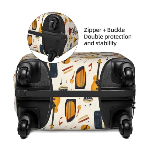 Luggage Cover - Retro Musical Instruments Print Travel Suitcase Covers For Luggage, High Elasticity Suit Case Cover Protector Fits 18-32 Inch3