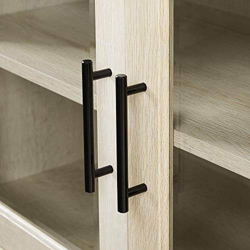 Walker Edison Grove Modern Double Glass Door TV Console for TVs up to 65 Inches, 58 Inch, White Oak - Image 3