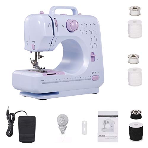 Amdohai Portable Sewing Machine Electric Household Crafting Mending Mini Sewing Table Sewing Machines 12 Stitches 2 Speed with Foot Pedal Perfect for Easy Sewing Beginners