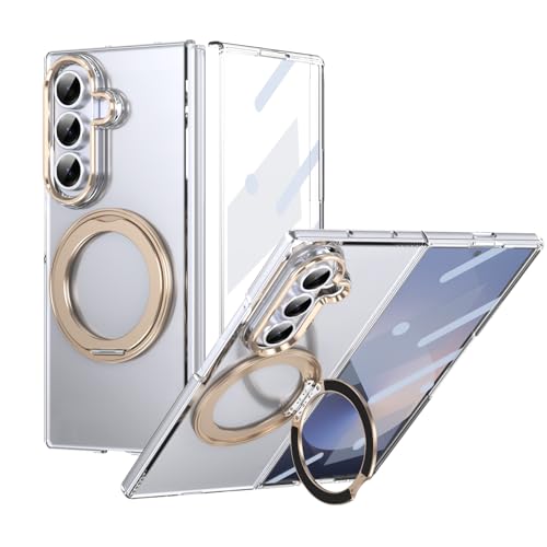 Coque Samsung Z Fold 7 pour regarder vos vidéos grâce au support rotatif 360 doré