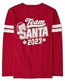The Children's Place Unisex-Adult Long & Short Sleeve Fall and Holiday Graphic T-shirt Christmas Santa 2023 Medium
