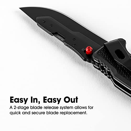 True Replaceable Blade Folding Pocket Knife Blade Replacements | 5-Pack Of Sharp & Reliable Stainless Steel Drop Point Replacement Blades For Pocket Knife, Black, One Size #TOP4