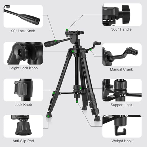 Image of Laser Level 360 Self-Leveling with 165ft Green Laser and 47.46'' Tripod for Construction, Picture Hanging, DIY or Professional Job Site