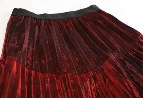 Women's Weekend Maxi Skirt Dinner Party Irregular Wave Cut Pleated Elastic Waist Long Skirts3