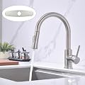 SevenGelok Kitchen Faucet with Pull Down Sprayer SUS304 Stainless Steel High Arc Brushed Nickel Pull Out Kitchen Sink Faucets Utility Laundry Farmhouse Camper Rv Modern for 1 or 3 Hole Sink, KF1-BN
