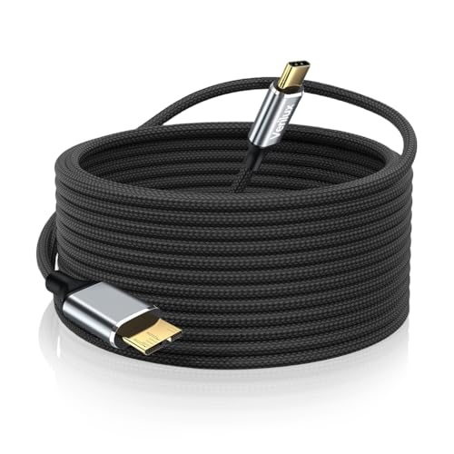 Image of Verilux 9.8Ft Micro B To USB C Hard Drive Cable, Nylon Braided High-Speed Charging & USB 3.0 /5Gbps Data Transfer for iPhone 17 /16 /15 Series, MacBook Pro /Air, iPad /Tablet, Galaxy S25 /S24, WD Seagate