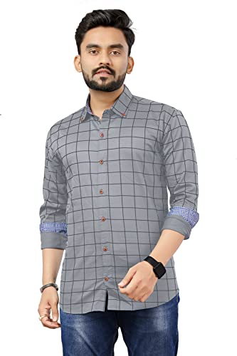 Image of Men's Casual Cotton Checks Shirt
