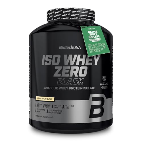 BioTechUSA Iso Whey Zero Black | Protéine de première qualité avec créatine, zinc, vitamine B3 et acides aminés | 90% de protéines | Sans sucre, sans lactose, sans...